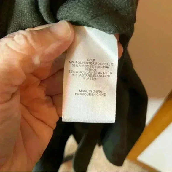 Tibi Wool Blend 3/4 Sleeve Shirt Women 4 Green Off Shoulder Rounded Neck Tunic - Picture 9 of 10